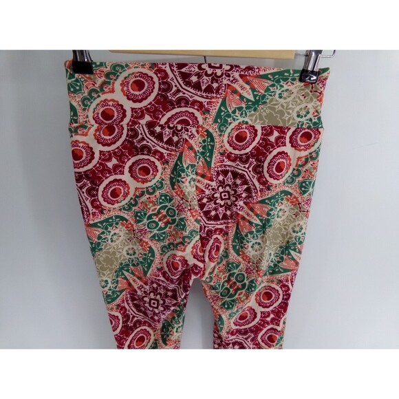 NWOT Lularoe OS One Size Leggings Owl Dobby Print Mauve Aqua Coral Tan Floral - Picture 3 of 6